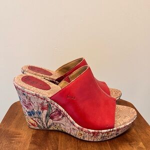 b.o.c. Women's Red Wedge Sandals